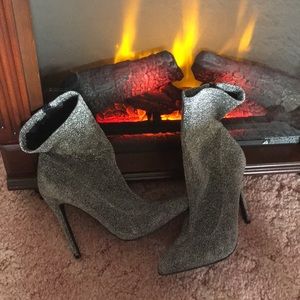 Silver Sparkle High Heel Boots